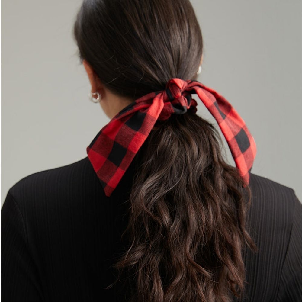 Christmas Buffalo Plaid Print Elastic Hair Accessory
